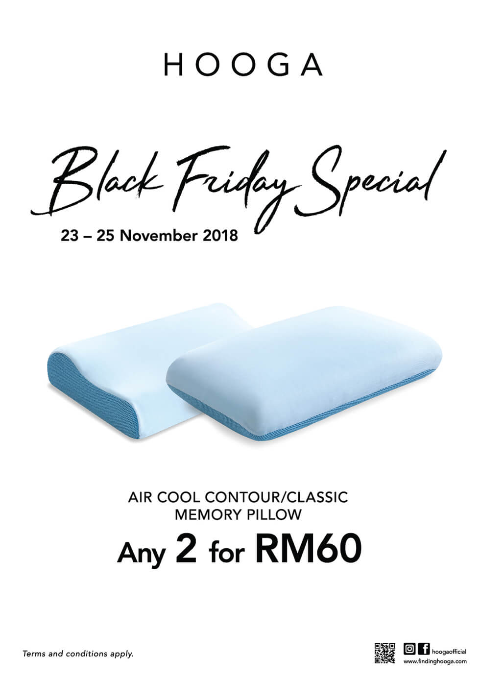 Hooga Black Friday Special poster with 2 blue pillow