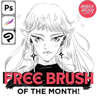 Free Anime & Manga Brush of the Month from MangaBrush — professional digital brush for Procreate, Photoshop, and Clip Studio Paint, created by a former Pixar/Disney artist.