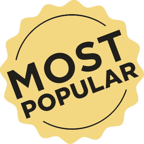 Most Popular badge for a manga and anime brush pack, featuring bold graphic styling highlighting top-rated digital brushes