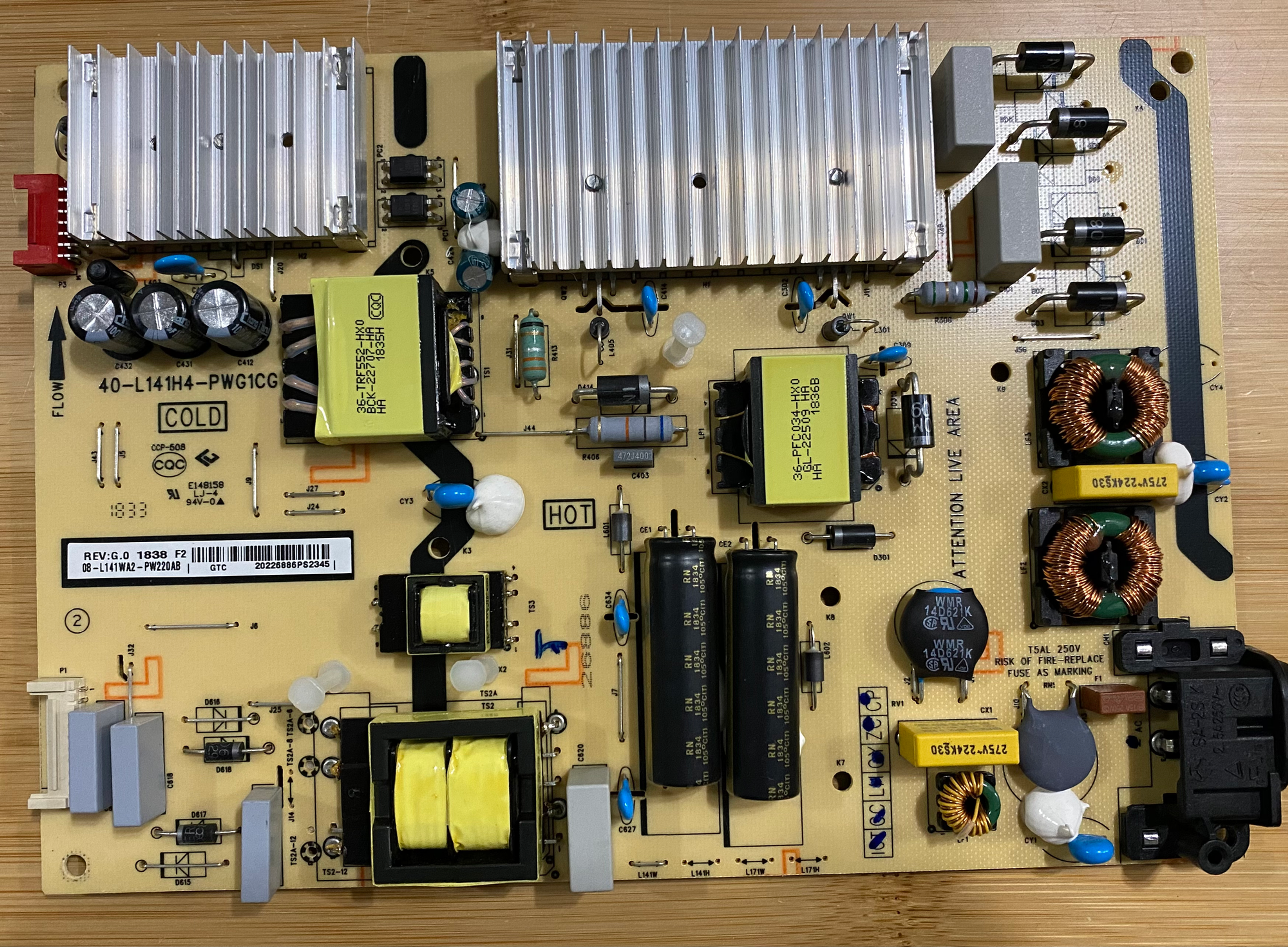 40-L141H4-PWG1CG TCL 08-L141WA2-PW220AB Power Supply