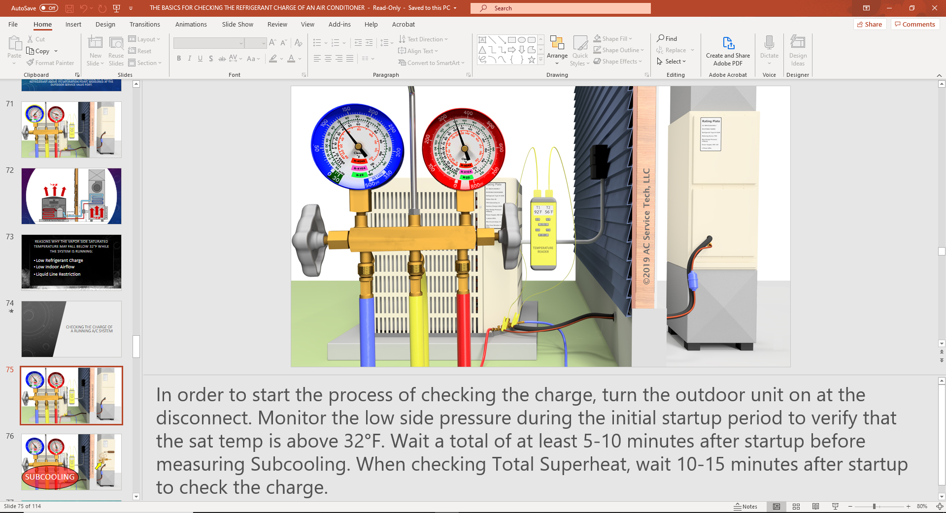 Basics for Checking the Refrigerant Charge of an Air Conditioner Presentation