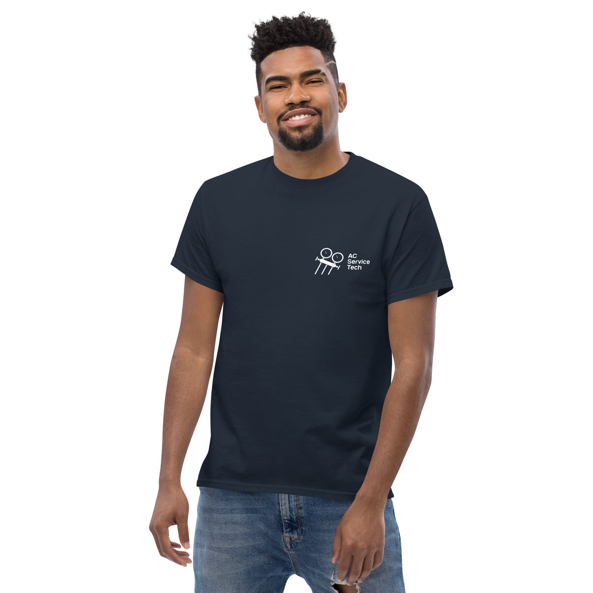 Short Sleeve T-Shirt with Small White Logo on Front and Large Back Logo Style A