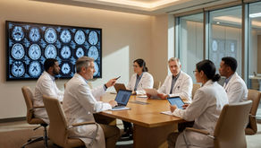 Multidisciplinary tumor board meeting to discuss clinical case