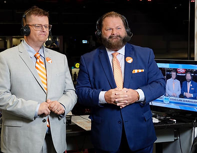 Steve Clark with broadcasting partner