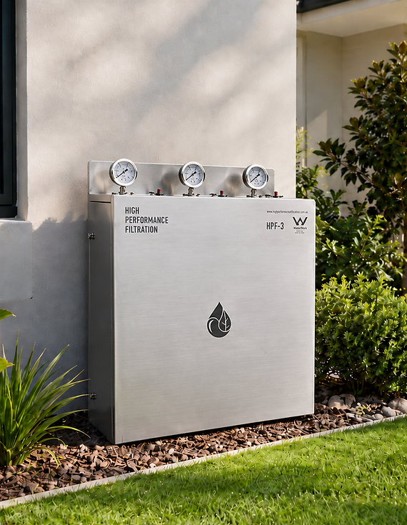 Triple Whole House Water Filtration System Stainless Steel Cover Exterior