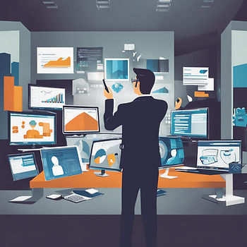 A man with computers