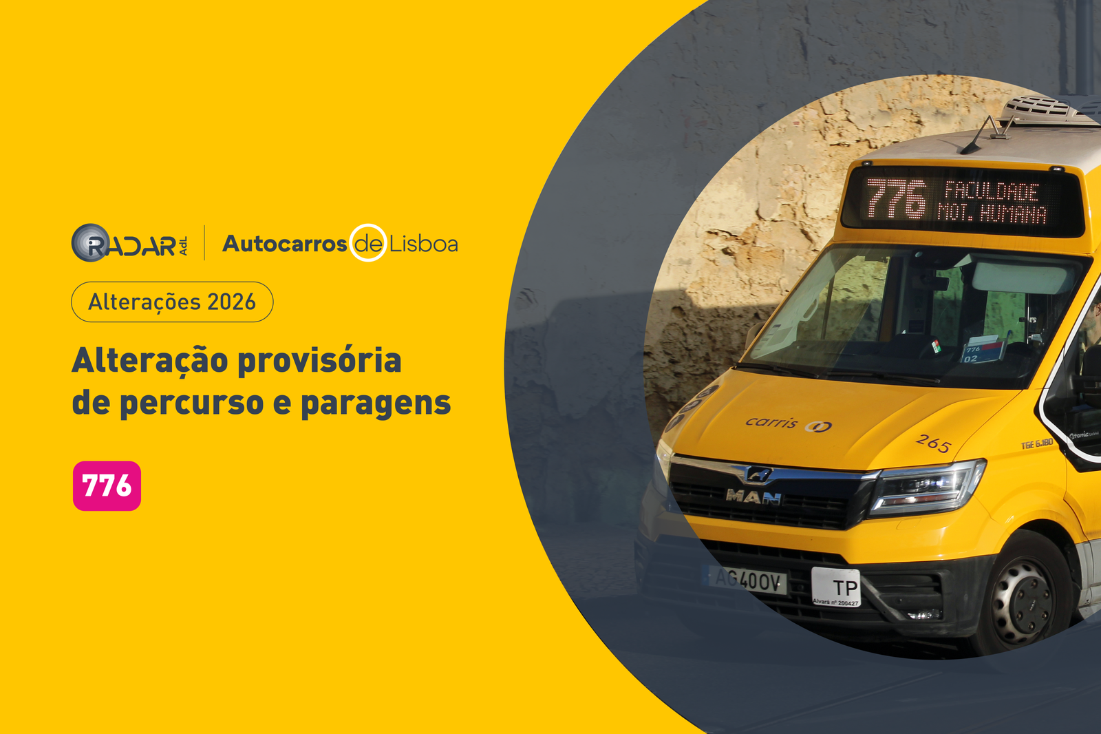 Alteração provisória de percurso e paragens