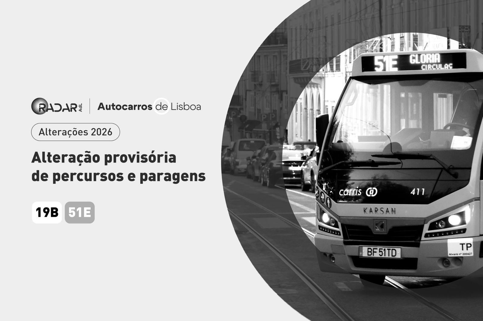 Alteração provisória de percursos e paragens
