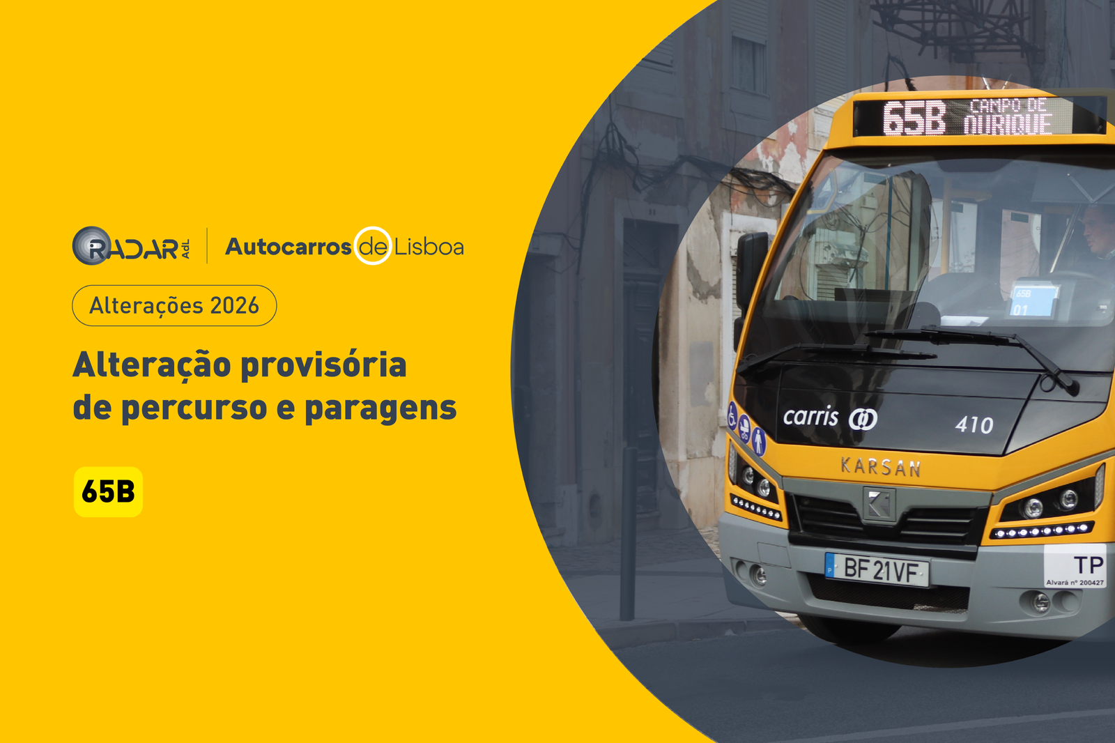 Alteração provisória de percurso e paragens
