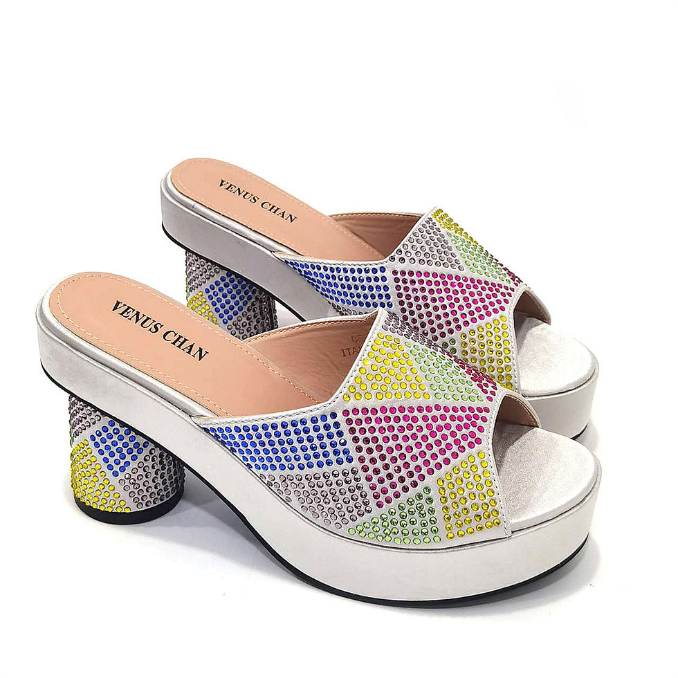 Thumbnail: multi-color hot diamond fish mouth thick bottom slippers 