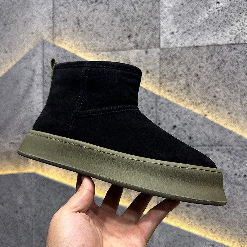 Thumbnail: Cotton shoes for men winter 2024 new leather snow boots thick sole slip-on 