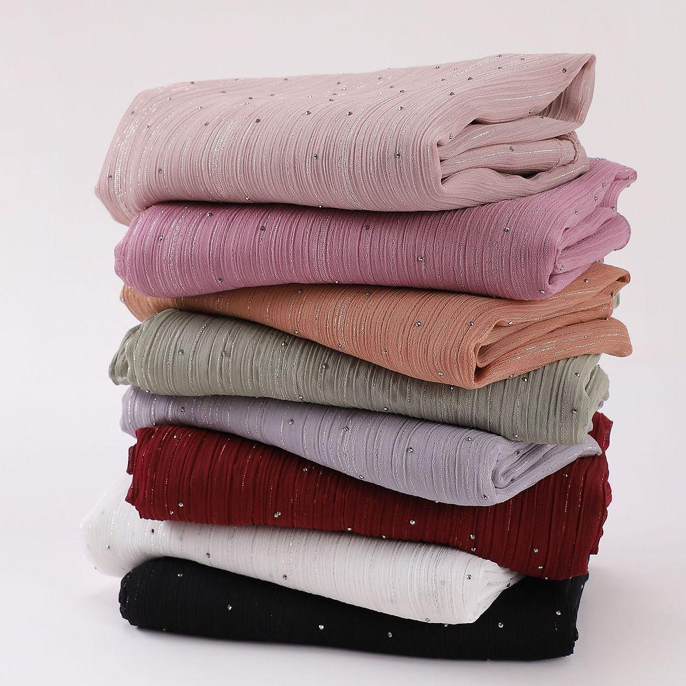 縮圖：Cross-border silver silk wrinkled starry sky hot diamond scarf 