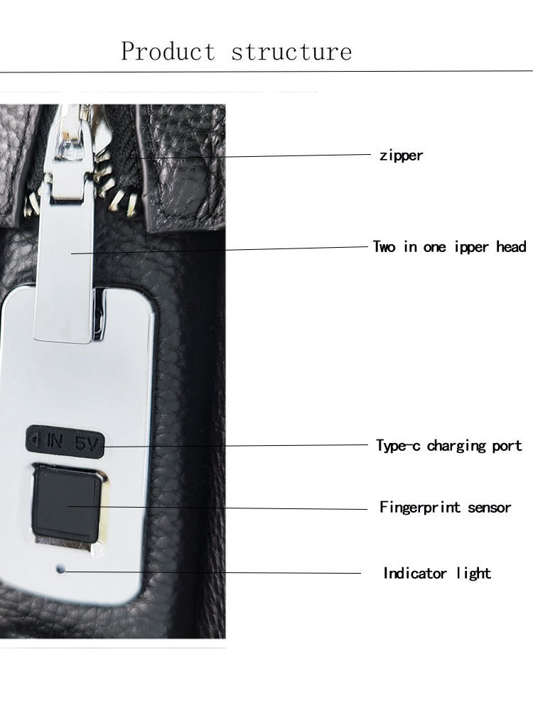 Thumbnail: black  leather business briefcase with fingerprint 🫆 lock 