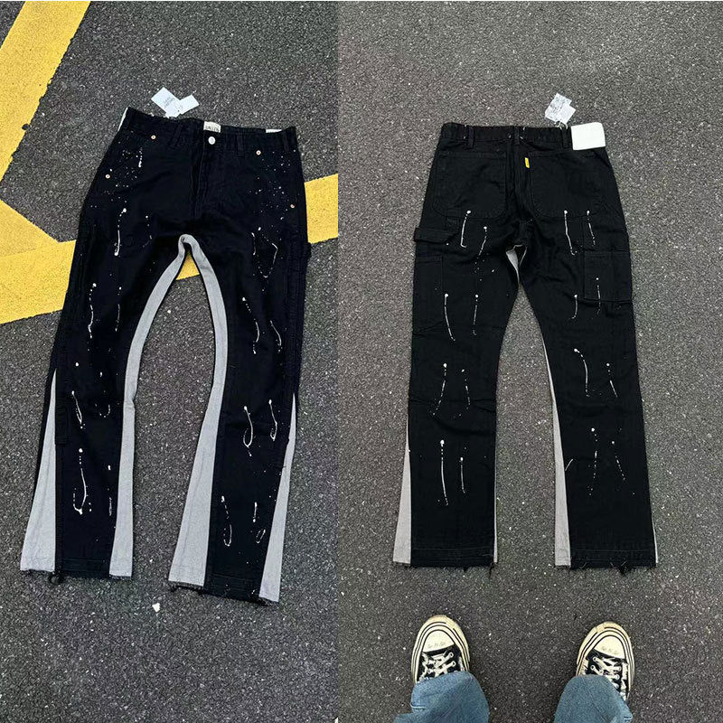 Thumbnail: GALLERY DEPT ink graffiti micro-flared stitching hole casual loose jeans long pa
