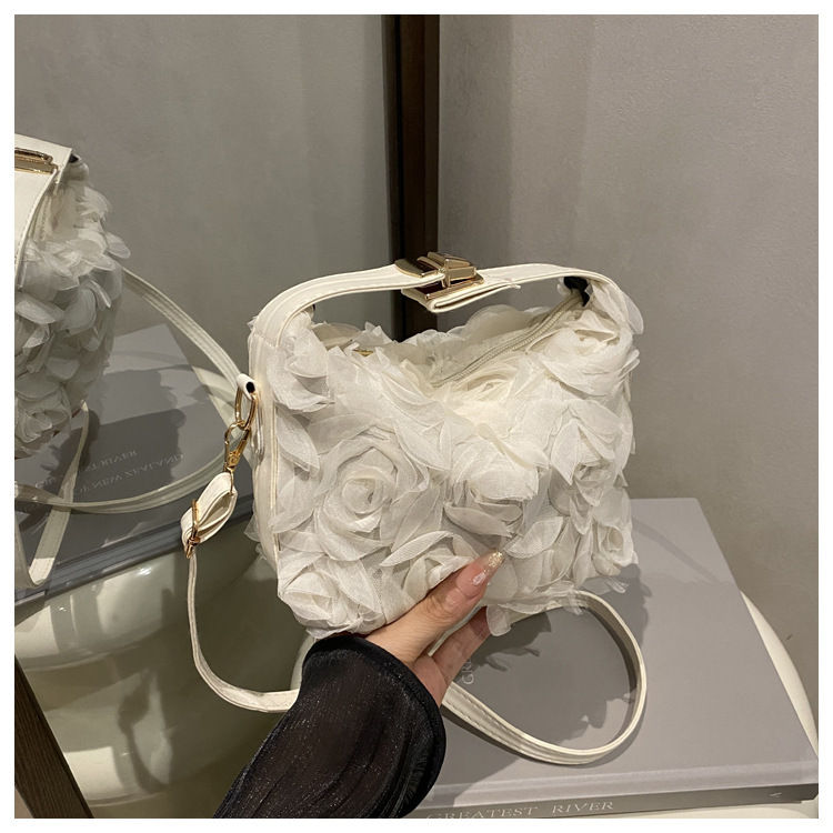 High quality 3D floral embellished clutch or crossbody bag