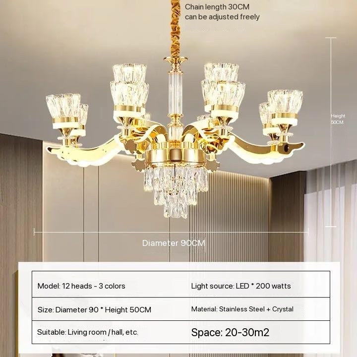 縮圖：Light luxury crystal chandelier living 