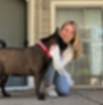 Owner and Black dog