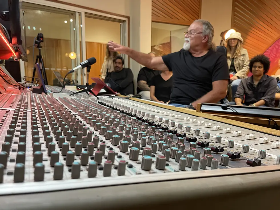Senior Engineer Jim Bonnefond at the large scale analogue recording console at Mix Artist Studio, Mullumbimby near Byron Bay