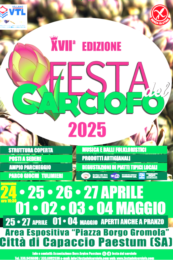 Get ready for the Sagra di Carciofi! Join locals and travelers alike in celebrating Southern Italy’s most beloved spring ingredient. Check the flyer for time, location, and all the delicious details—because no one throws a food festival like Italy