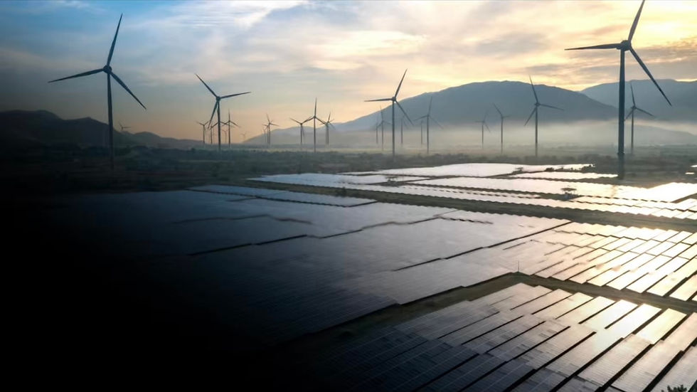 Solar panels and wind turbines