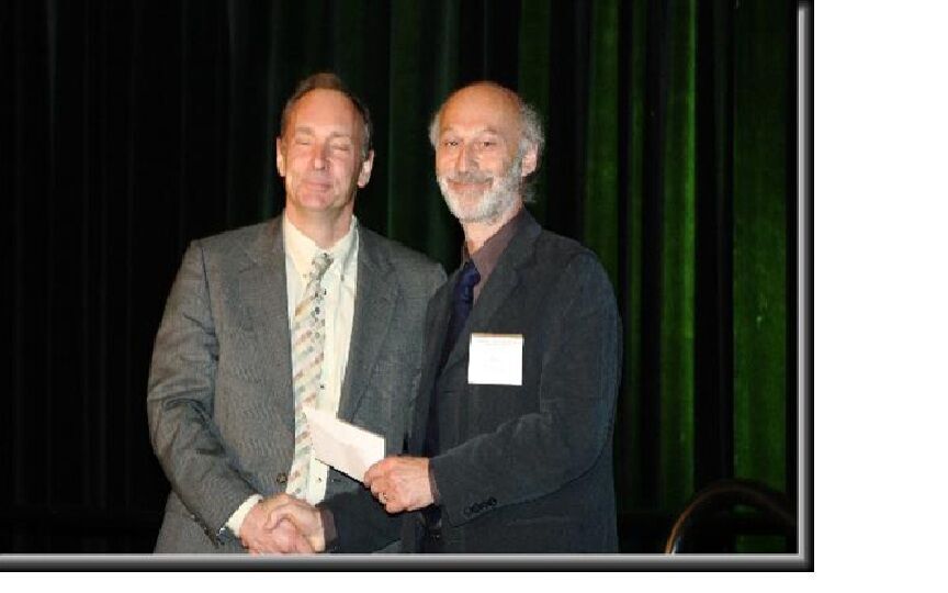 Accepting award from Tim Berners-Lee