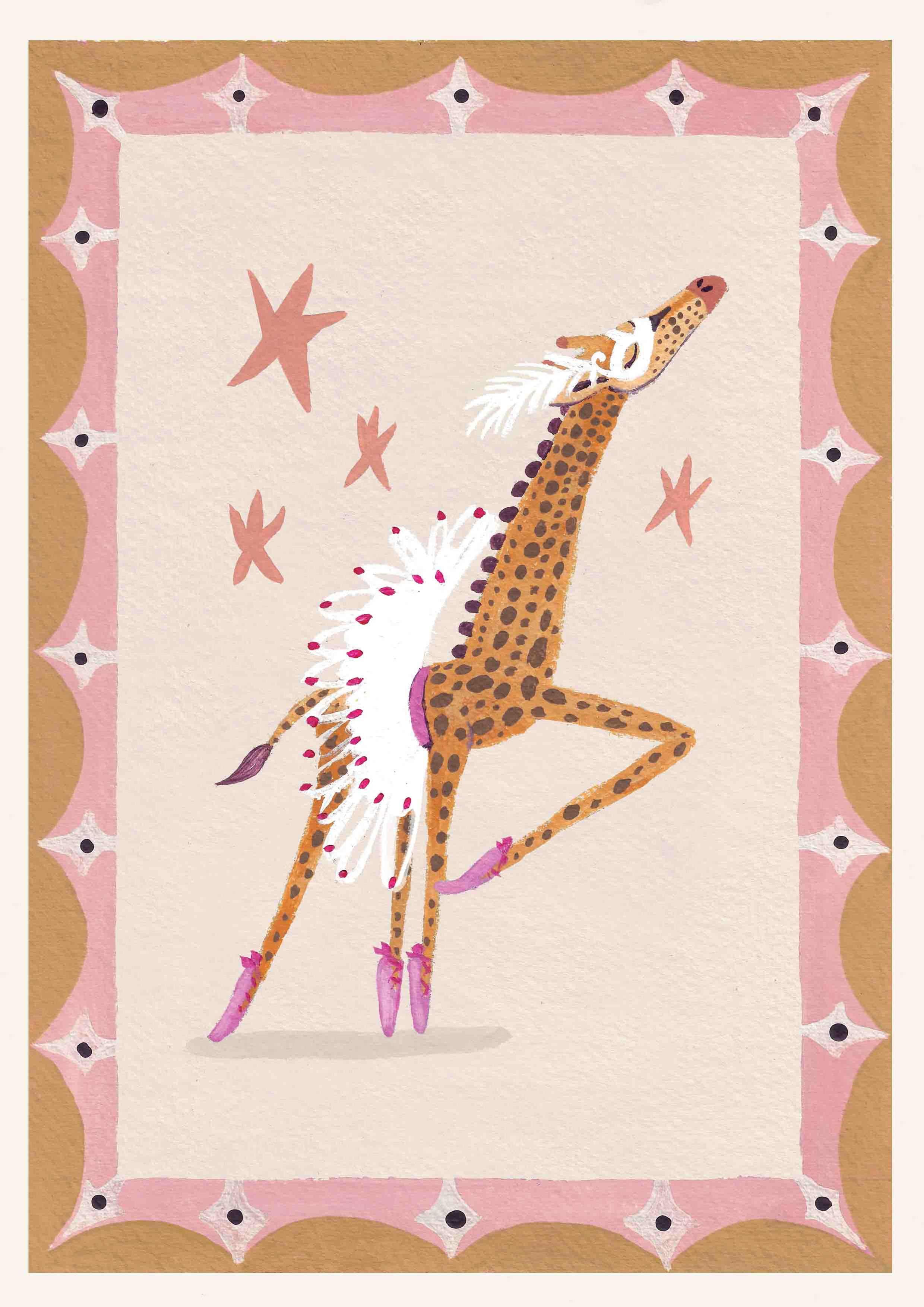 Giraffe ballerina print with decorative border