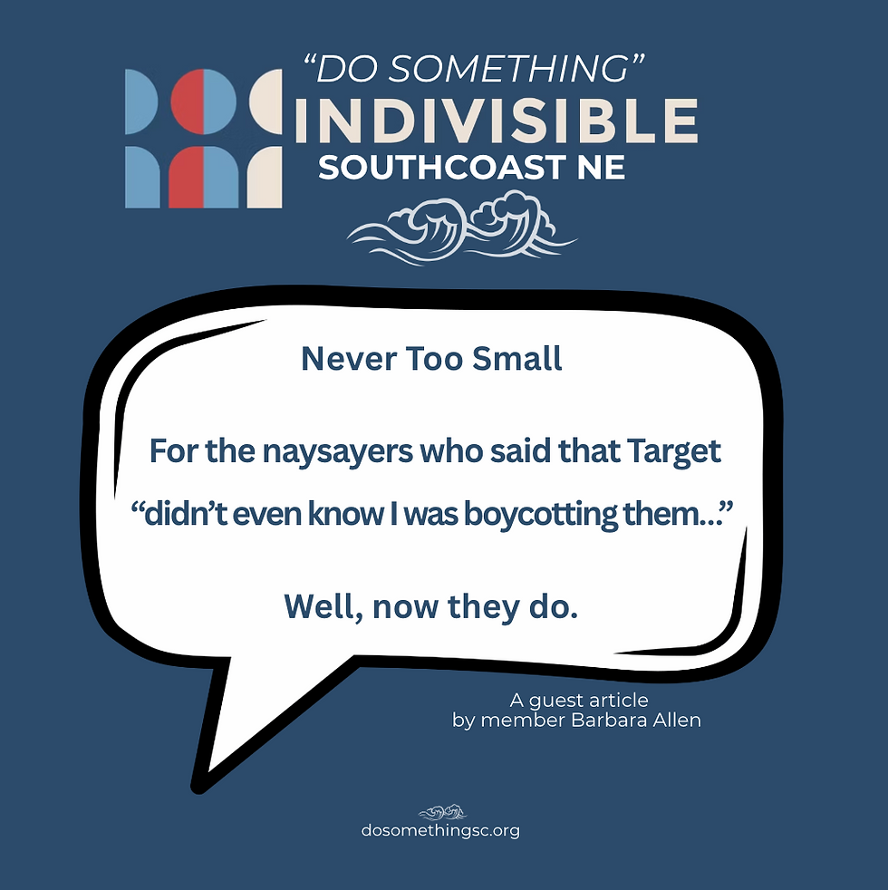 quote box with "never too small' quote
