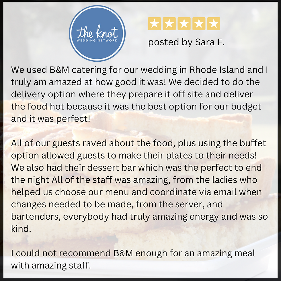 spring wedding catering testimonial/review