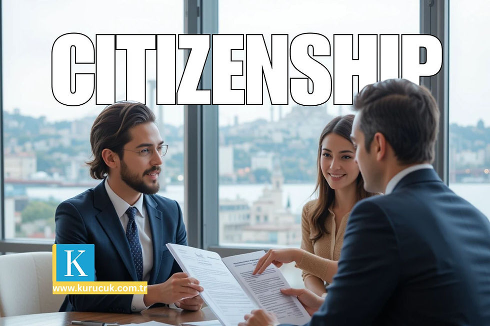 Three people in suits discuss documents in an office with a city view. The word "CITIZENSHIP" is prominent above them.
Turkish Citizenship by Investment experts in Istanbul. Prevent mistakes, ensure compliance, and achieve quick application success