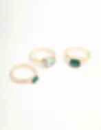 Green Diamante Gold Rings 3-Pack from Lovisa
