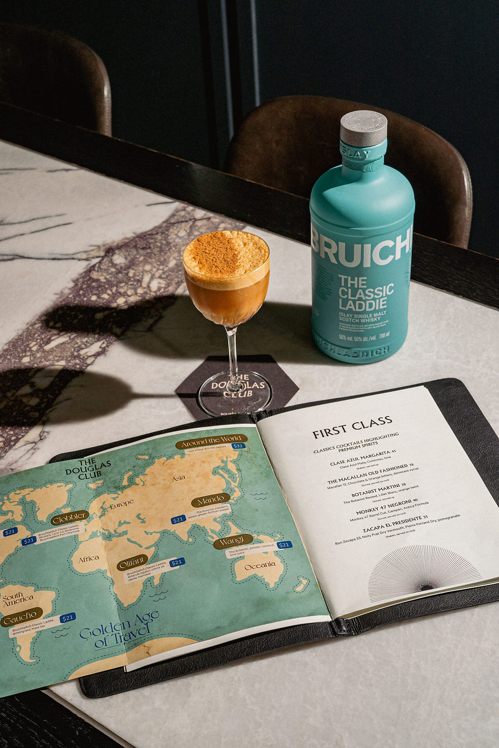 The Douglas Club's Golden Age of Travel cocktail menu