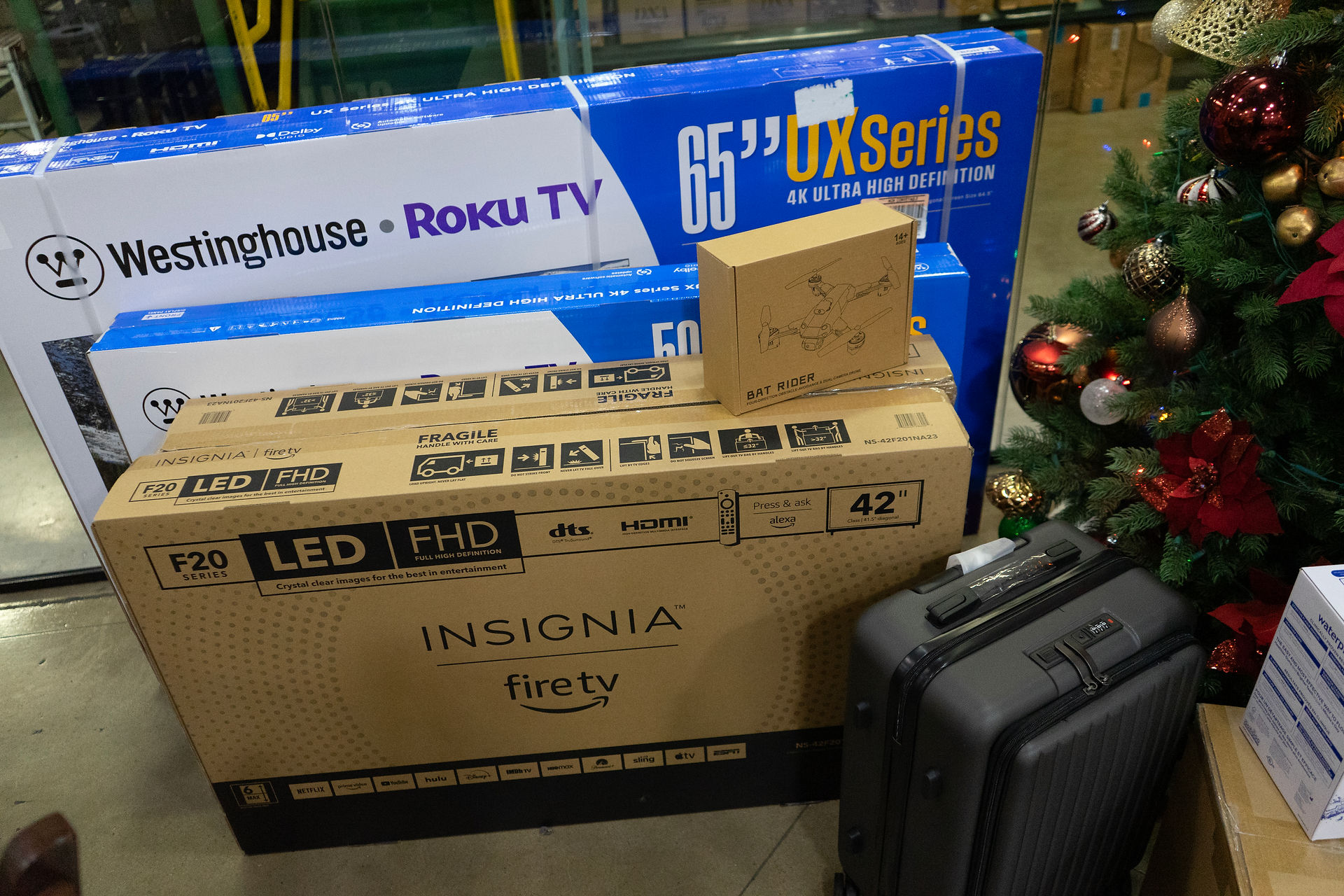 Raffle prizes included multiple TVs on DNA's Christmas Tree at the 2024 Holiday Luncheon