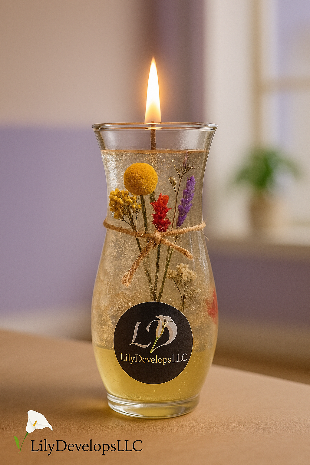 Gel Floral Bouquet Vase Candle 