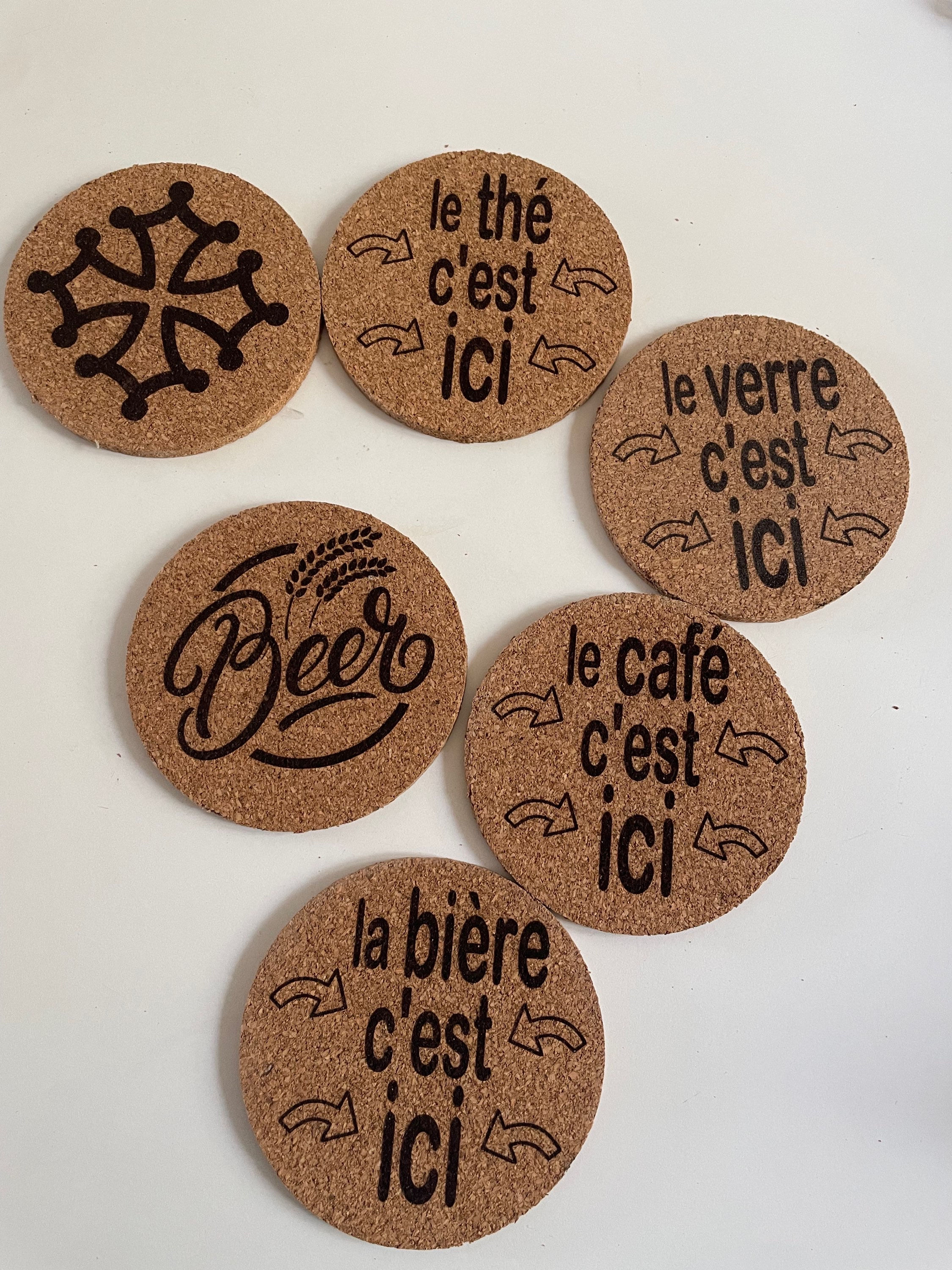 Lot de 4 Sous bock en liège