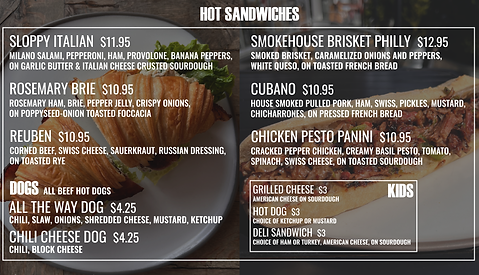 menu hot sandwiches