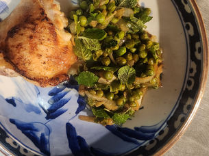 Roasted Chicken with Spring Peas and Mint