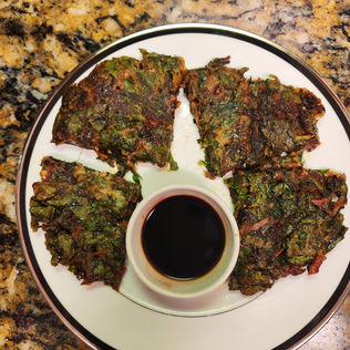Savory Kim Chi and Swiss Chard Pancake