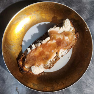 Rhubarb Compote and Fromage Blanc Toast