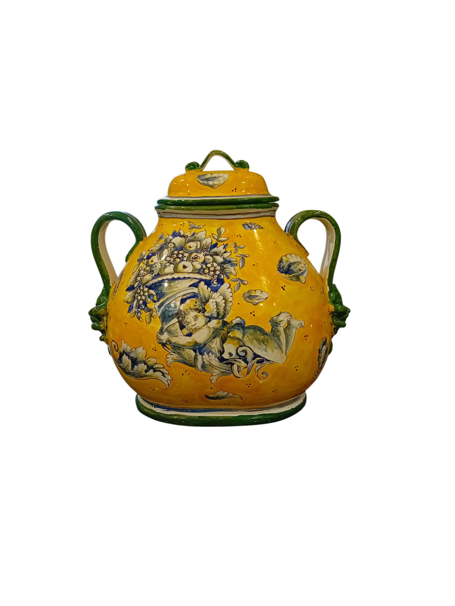 Vaso con coperchio e manici