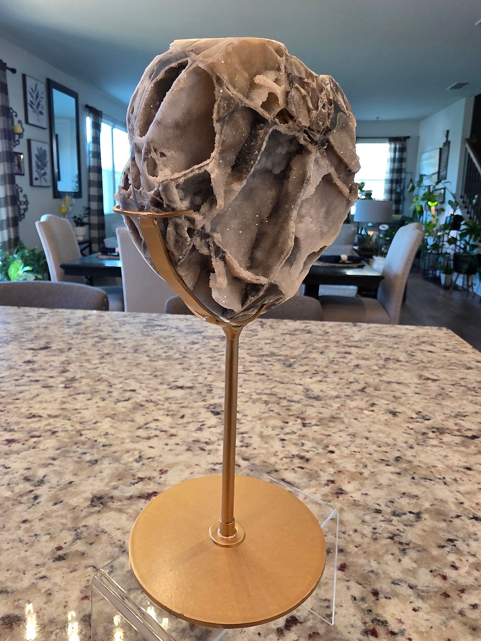 Thumbnail: Large Sphalerite Heart on Custom Gold Stand