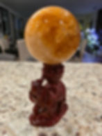 Thumbnail: Golden Healer Quartz Sphere with Elephant Holder – 85 mm Statement Crystal