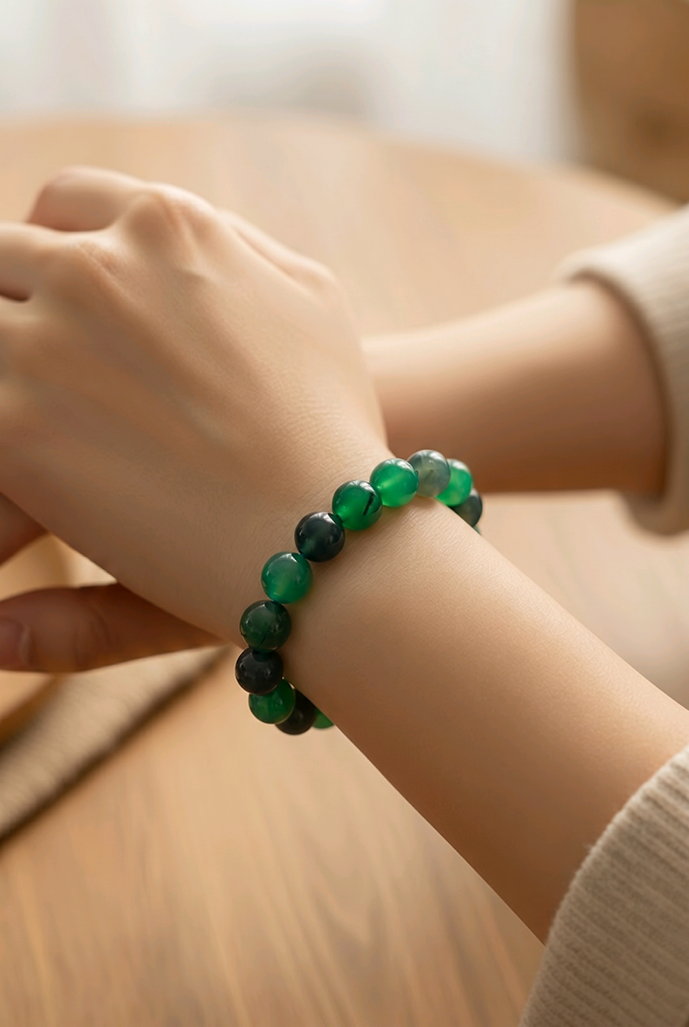 Thumbnail: High-Quality Premium Volcano Agate Bead Bracelet (UV Reactive) - 12 MM Beads