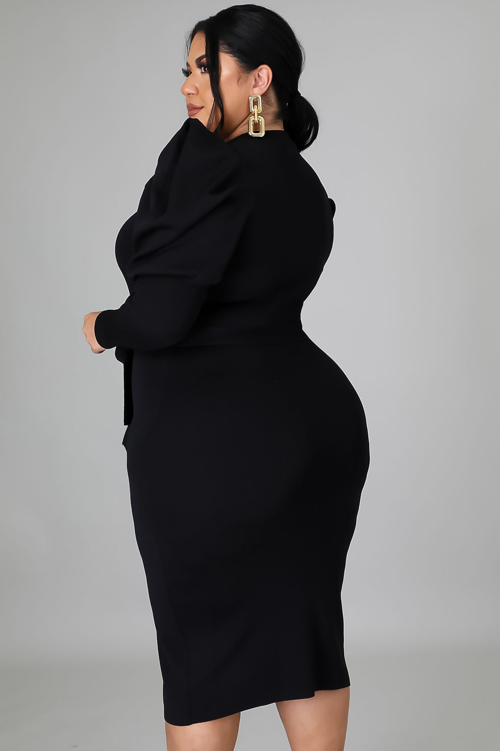 Thumbnail: Lush Emerald Green Puff Sleeve Dress