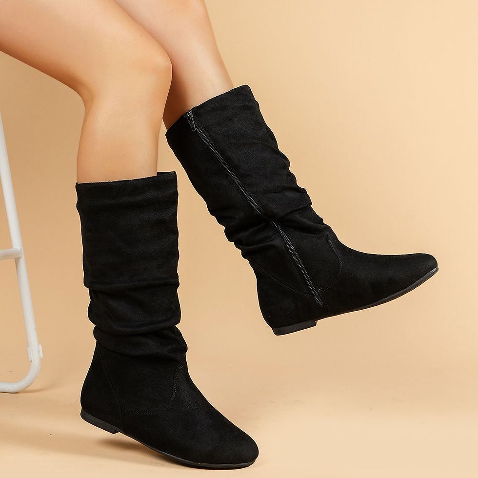 Thumbnail: Free Shipping Cross-Border Pleated Fashion Boots with Inner Zipper, Flat Comfort