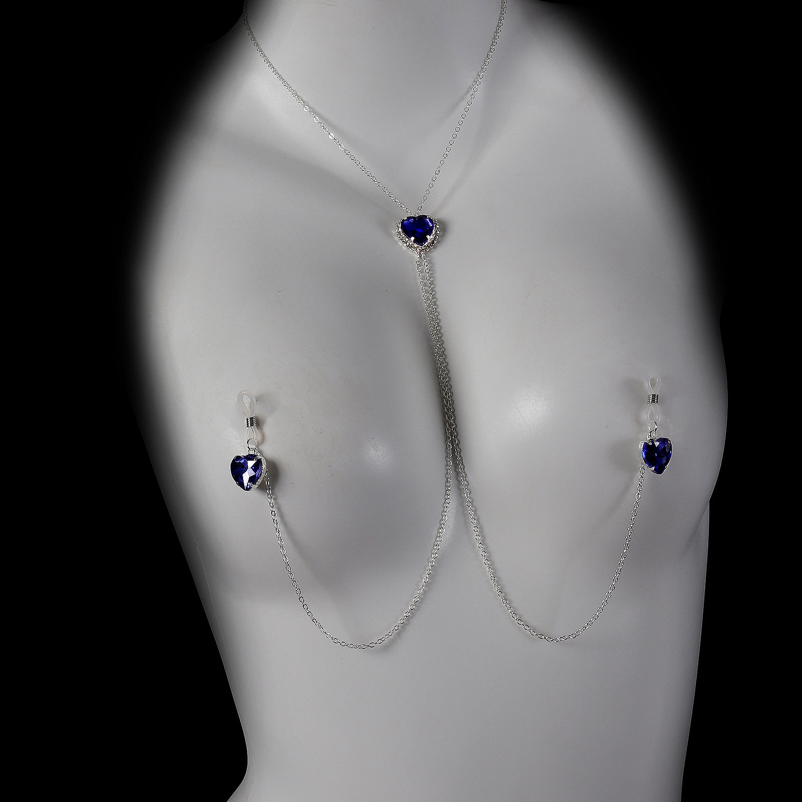 Cross-Border New Heart Crystal Pendant Nipple Chain Chest Chain European and Ame