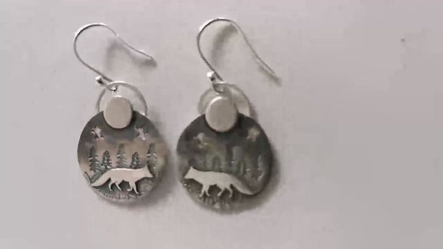 Thumbnail: Sterling Silver Fox Wolf under a Silver Moon