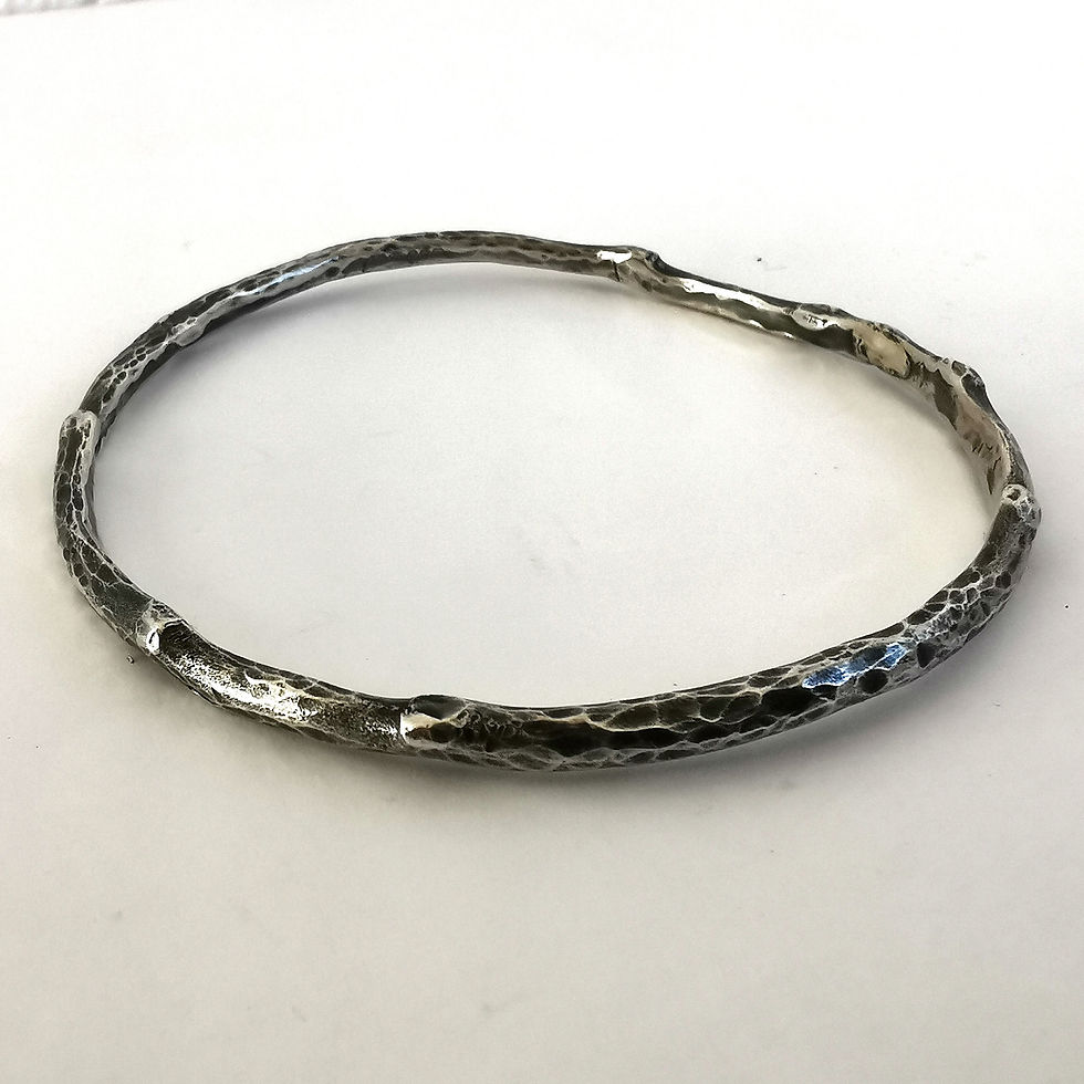 Thumbnail: Hand Forged Sterling Silver Twig/Branch Bangle
