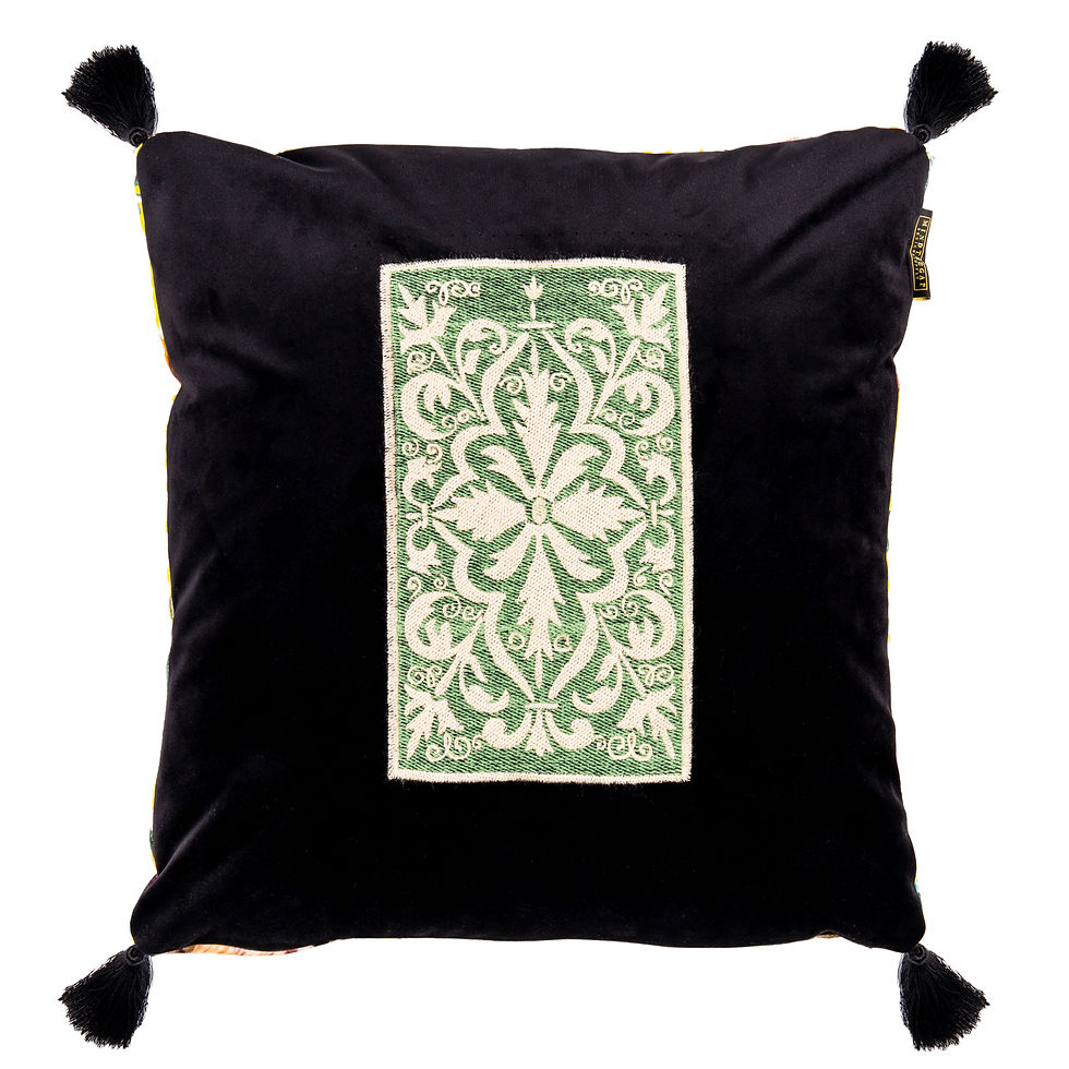 Mind the Gap Spanish Embroidery Velvet Cushion