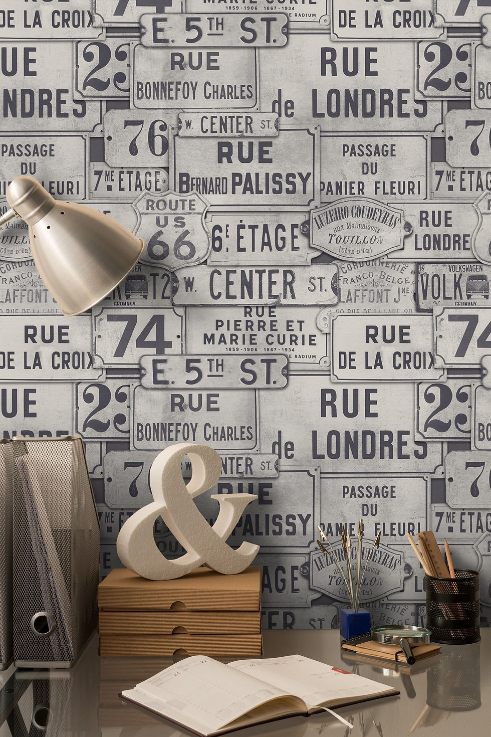 Mind the Gap - Vintage Signs Neutral Wallpaper