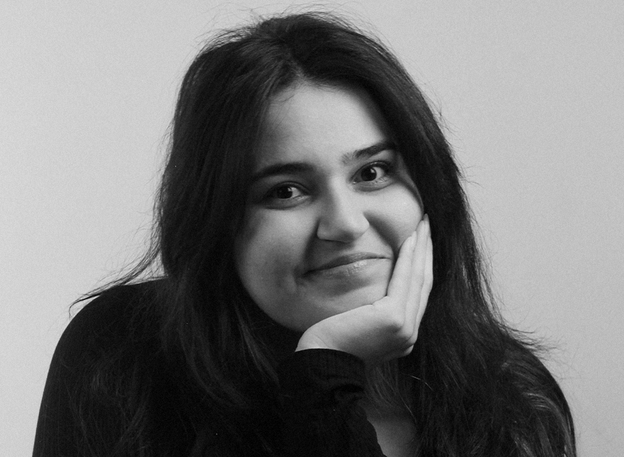 Designer Jaqueline Santos in a black and white photo